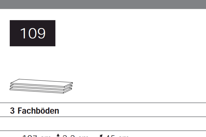 3 Schrnke-Fachbden Breite 107 cm