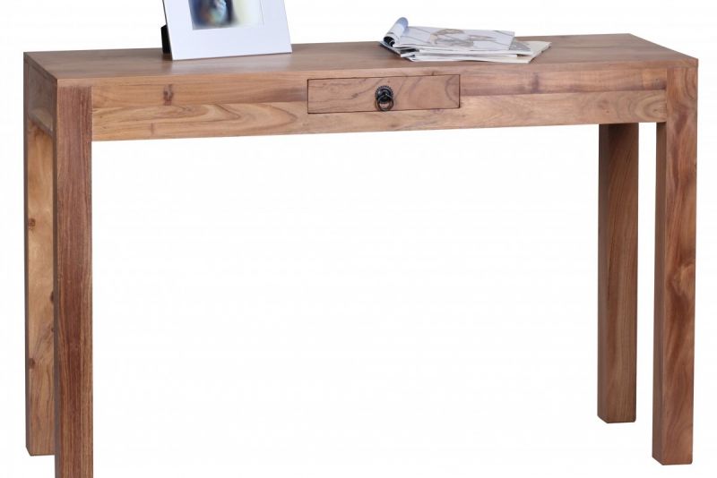 Akazie Konsolentisch Massiv 120 cm mit 1 Schublade -  Massivholz