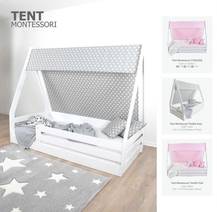 Almila Kinderbett Tenty 100x200 cm in Pink-Weiss