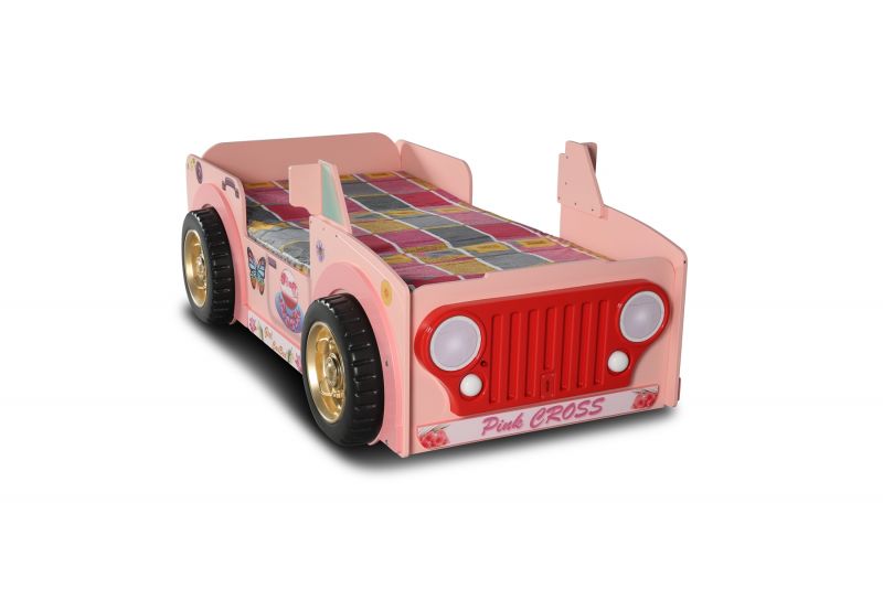 Autobett Jeepi Pink mit LEDs Matratze undamp