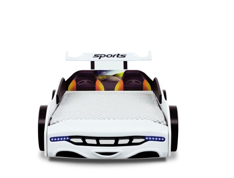 Autobett Kinderbett Sport 2-0 Weiss mit Spoiler Ausstellungsstck