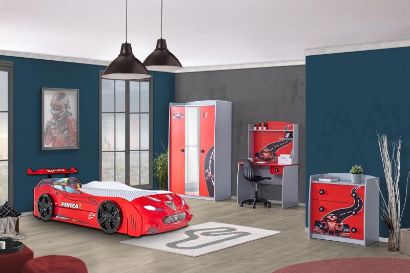 Autobett Kinderzimmer Forza 2 Turbo 4-teilig in Rot