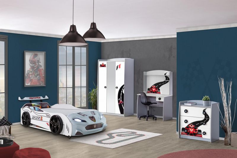 Autobett Kinderzimmer Forza 2 Turbo 4-teilig in Weiss