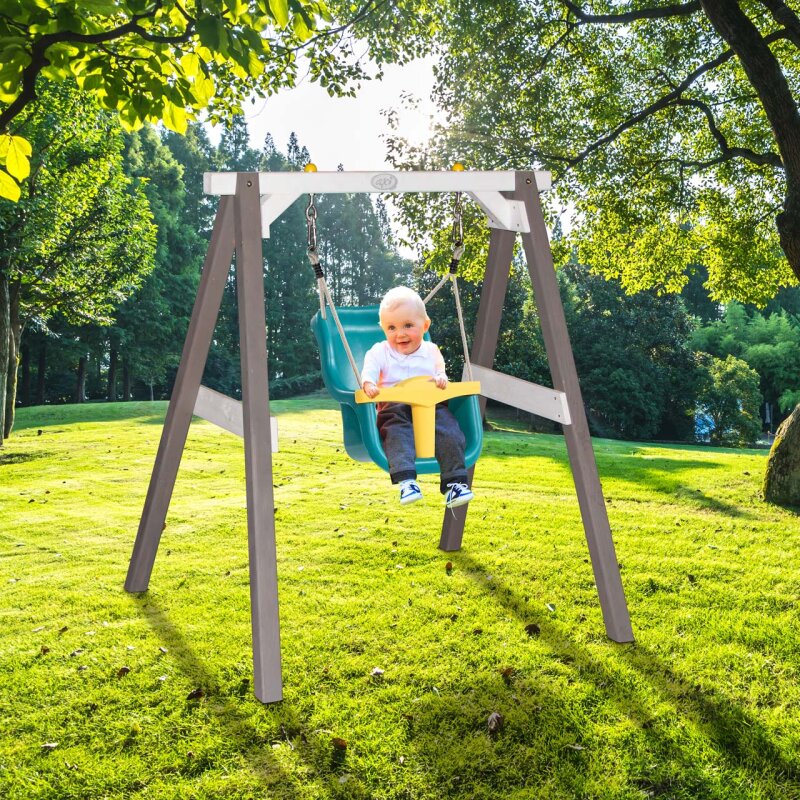 Babyschaukel mit Schaukelgestell und Schalensitz Grau Grn