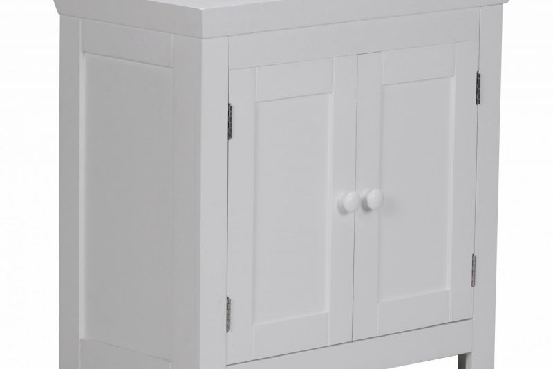 Badezimmerschrank in Weiss mit 2 Türen im Holzdesign
