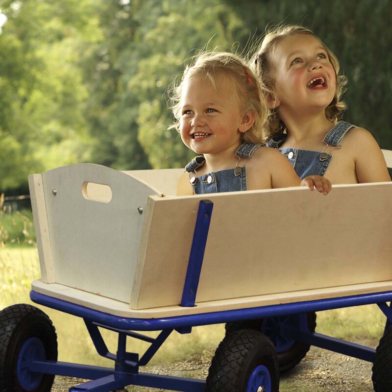 Bollerwagen Billy Handwagen Holz blau mit Luftrdern