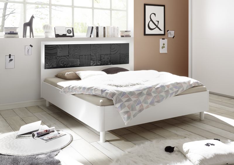 Design Bett in Weiss Anthrazit Xena 160x200