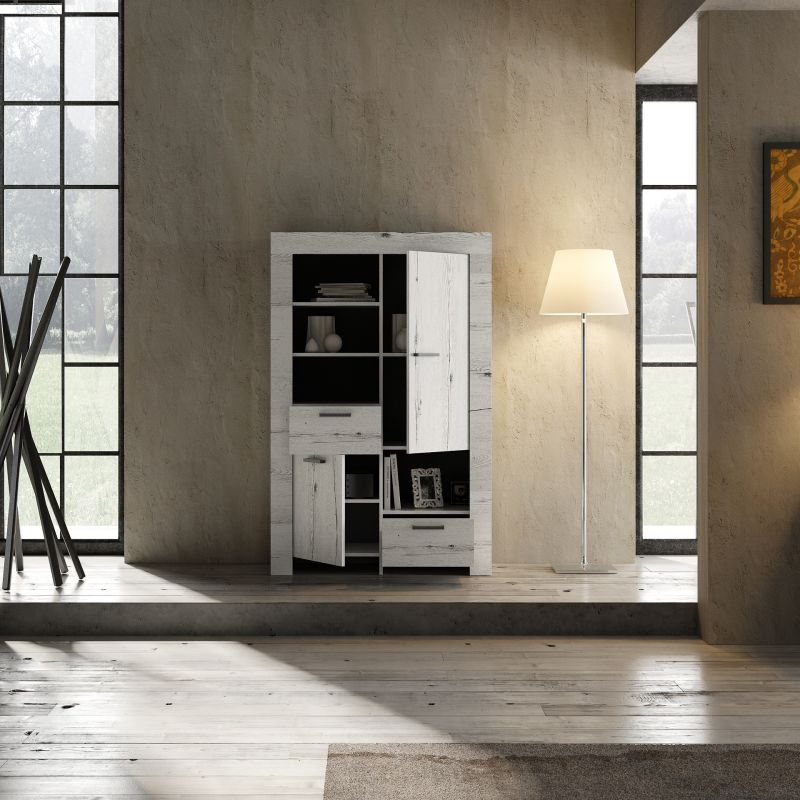 Design Highboard Eiche Weiss Grace 2-trig