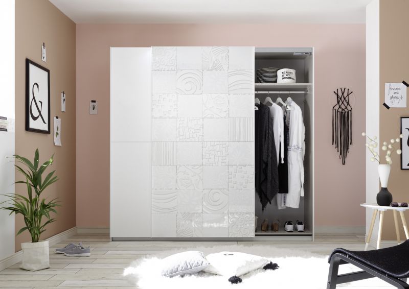 Design Schwebetrenschrank Weiss Xena 220cm