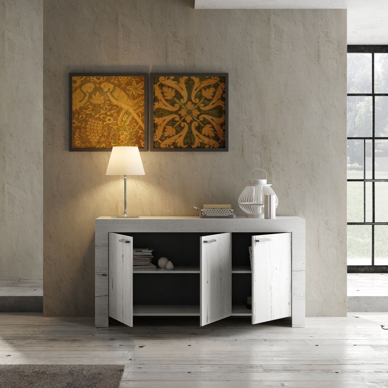 Design Sideboard in Weiss Eiche Grace 3-trig