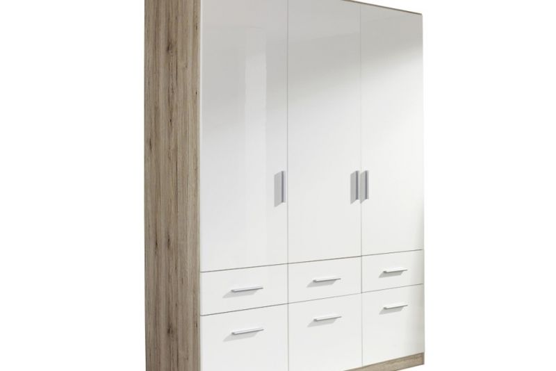 Drehtr-Kombischrank CELLE weiss - Eiche Sanremo 136 x 210 x 54 cm