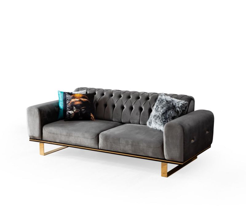 Eymense Design Sofa 3-Sitzer Arizona Anthrazit Chrom