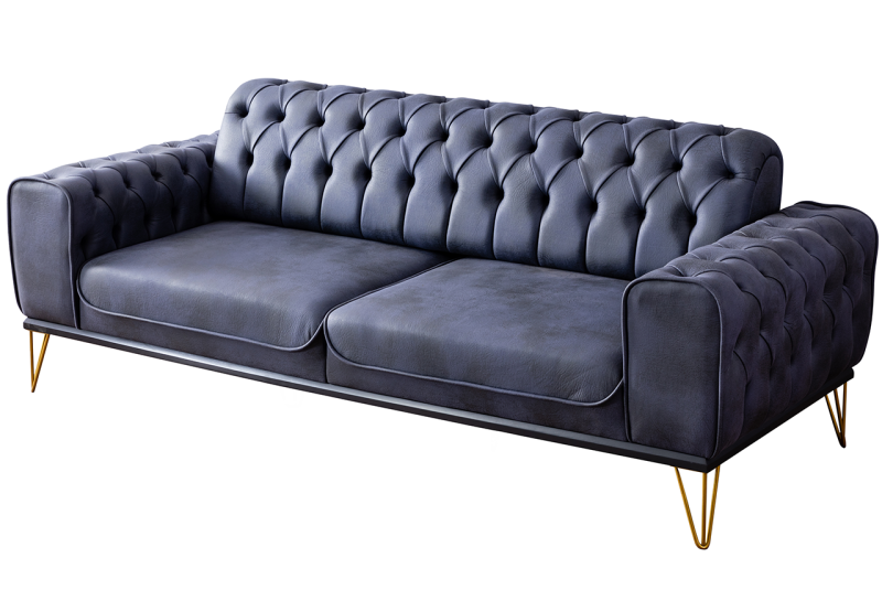 Eymense Design Sofa 3-Sitzer Barcelona Blau Chrom