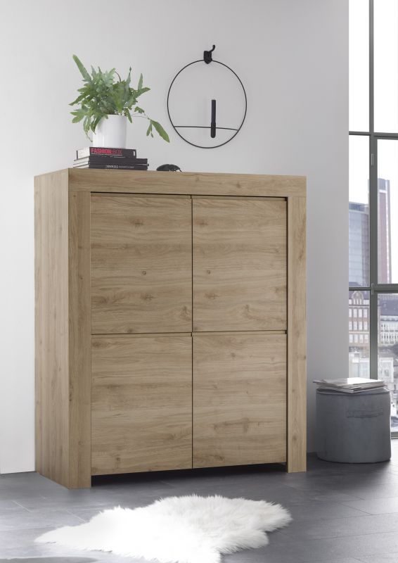 Highboard in Eiche Cadiz Optik Fire 4-trig unter Hauptkategorie Mlux > Wohnen > Kommoden > Highboards