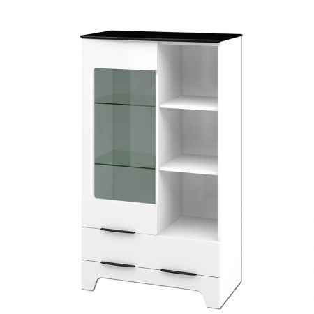 Highboard Vitrine Weiss Schwarz Verona