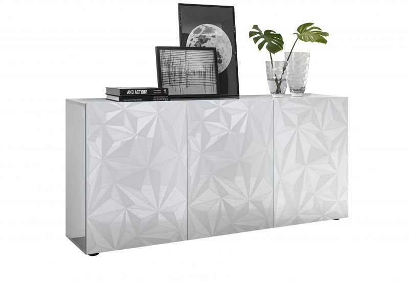 Hochglanz Sideboard Zamu 3-trig Weiss