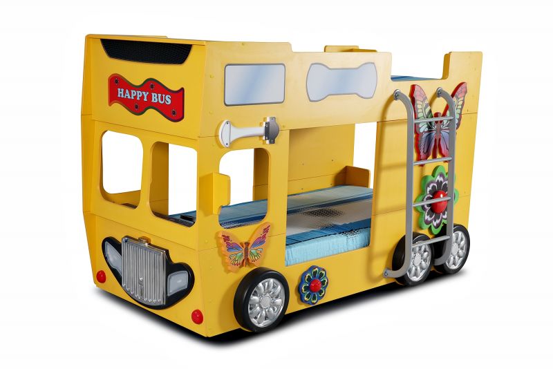 Kinderbett Happy Bus mit LED-Scheinwerfer in Gelb