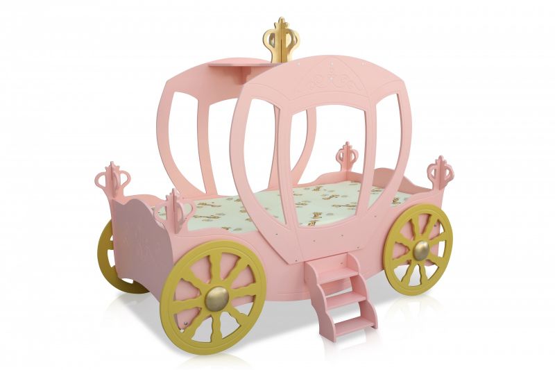 Kinderbett Prinzessin Kutsche in Rosa mit Matratze