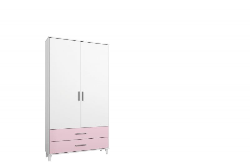 Kinderkleiderschrank Alpinweiss Rosa Aik 2-trig