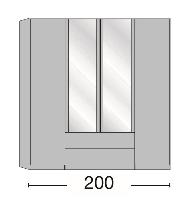 Kleiderschrank Delina in Trffeleiche 200 cm mit Spiegeltren
