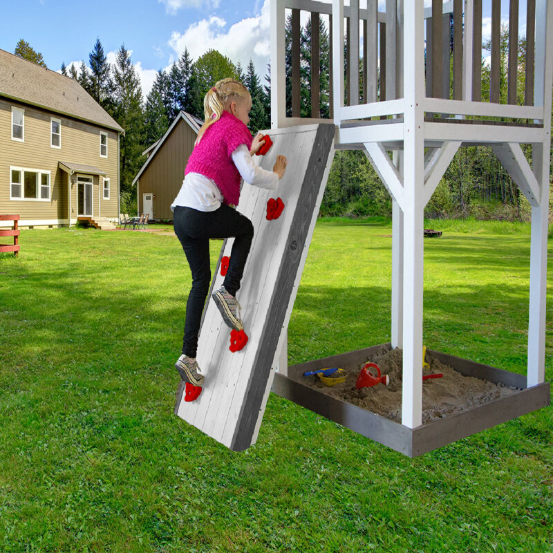 Kletterwand Zubehör für Kinder-Spielhäuser Max- Sarah- Marc- Liam- Pumba- Simba und Atka Holz weiss rot