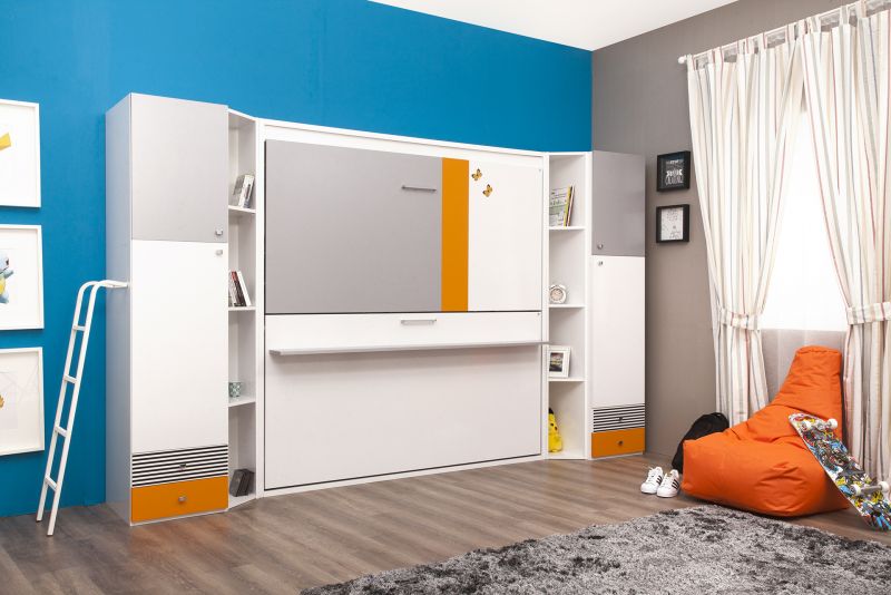 Multimo Wandbett Set Smart Bunk mit Kleiderschrnken