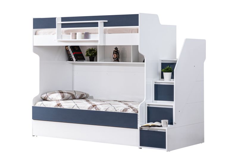 Odacix Etagenbett Cesur mit Schubladen Blau 90x190 cm