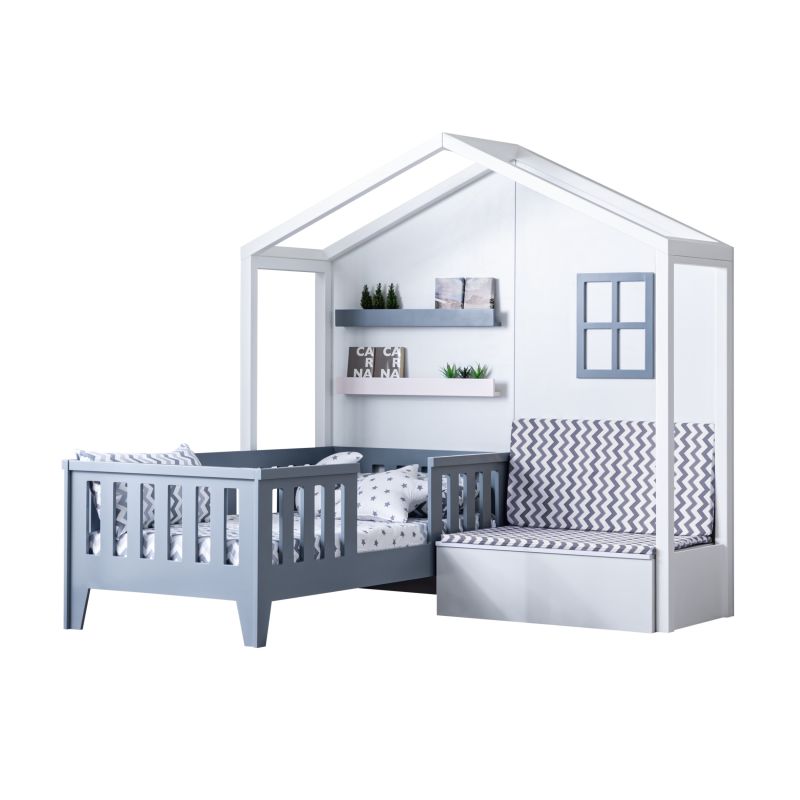 Odacix Kinderbett mit Hauswand Cesme 90x190 cm Anthrazit