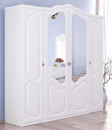 Orchidea Kleiderschrank Weiss Seidenmatt mit 4 Tren