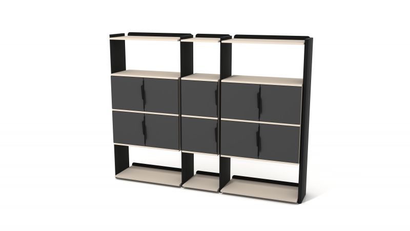 Ovali Bcherregal 12-Fcher Prime Schwarz Creme