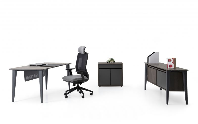 Ovali Schreibtisch Set 3-teilig Iconlux Grau 200x80 cm unter Hauptkategorie Mlux > Bro > Brombel Set