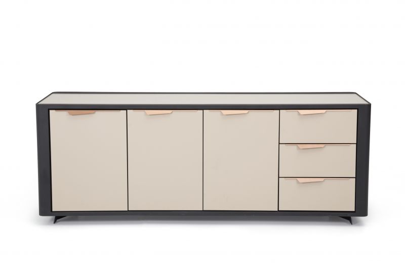 Ovali Sideboard 3-trig Brooklyn Schwarz Beige