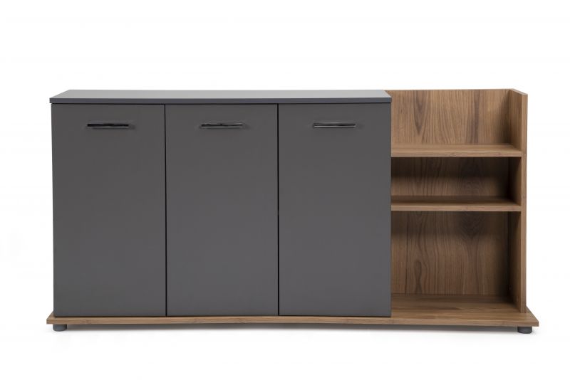 Ovali Sideboard 3-trig Buton Anthrazit