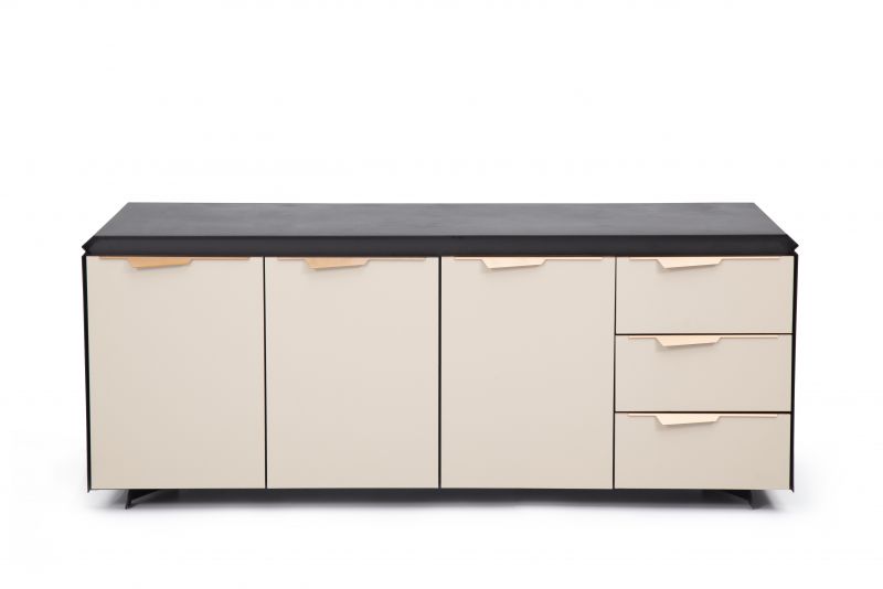 Ovali Sideboard 3-trig Skyline Schwarz Beige