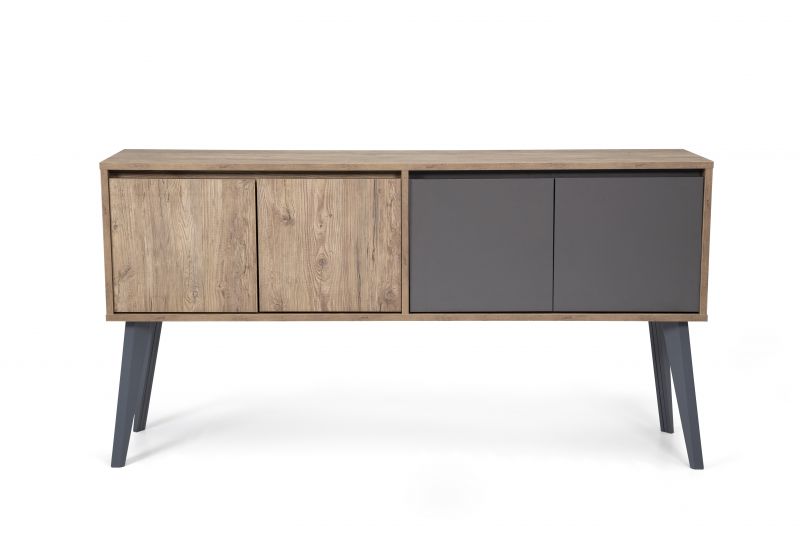 Ovali Sideboard 4-trig Eco Anthrazit Holzoptik