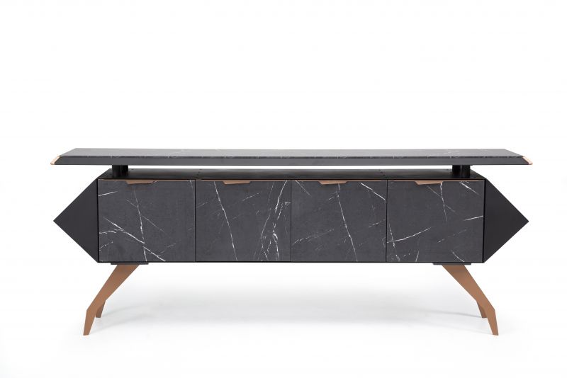 Ovali Sideboard 4-trig Falcon Schwarz Bronze