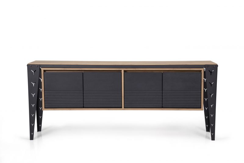 Ovali Sideboard 4-trig Mustang Schwarz Holzoptik