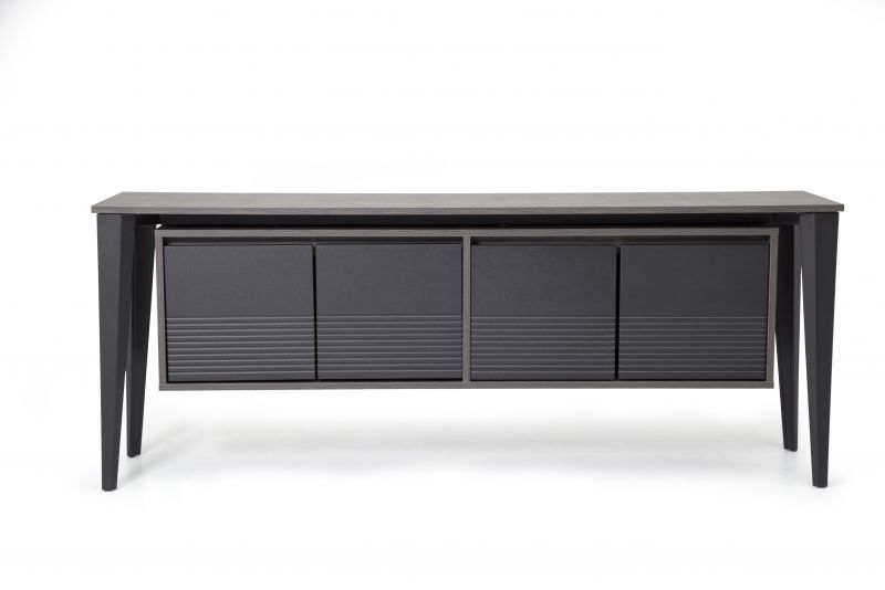 Ovali Sideboard 4-trig Snap Schwarz Holzoptik