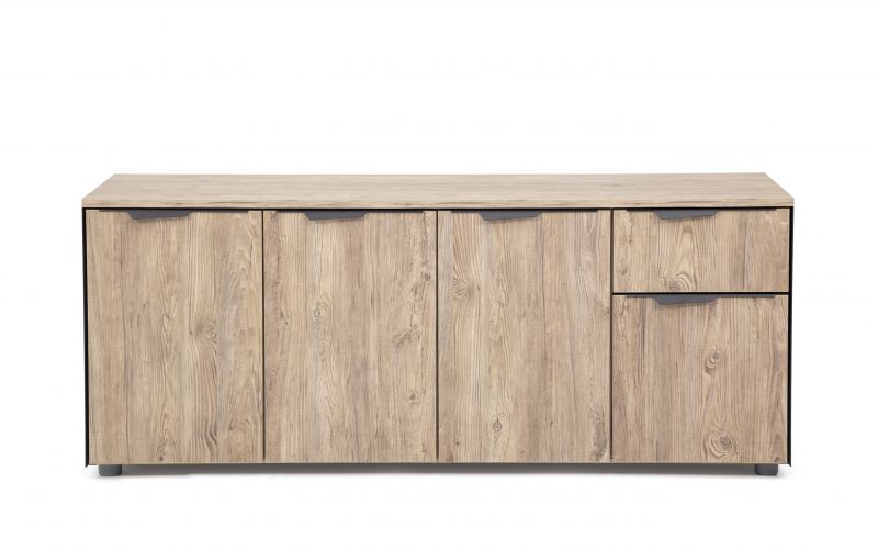 Ovali Sideboard 4- trig Vinil Holzoptik Anthrazit