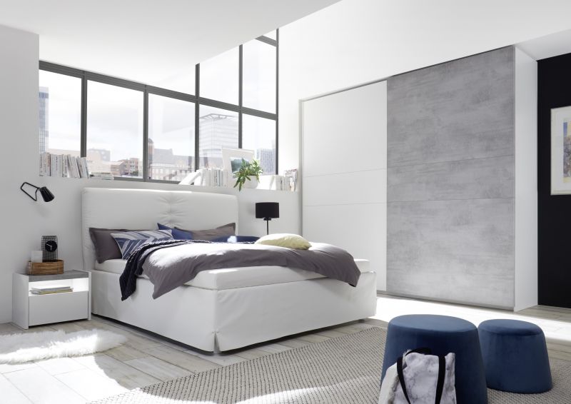 Schlafzimmer komplett Weiss Beton Optik Full Luana