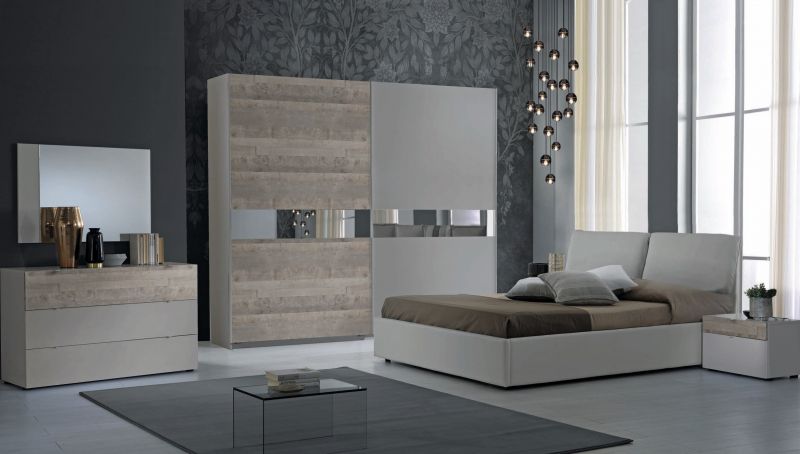 Schlafzimmer Serie Agata in Grau-Buche 180x200