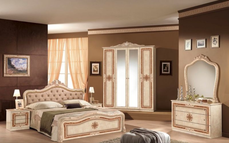 Schlafzimmer Set Christina Beige mit 4-trigem Schrank