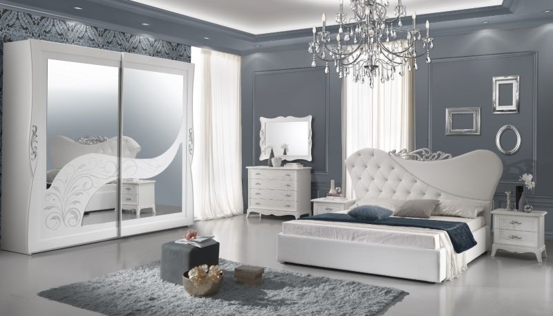 Schlafzimmer Set Gisella in Weiss 4-teilig 160x190