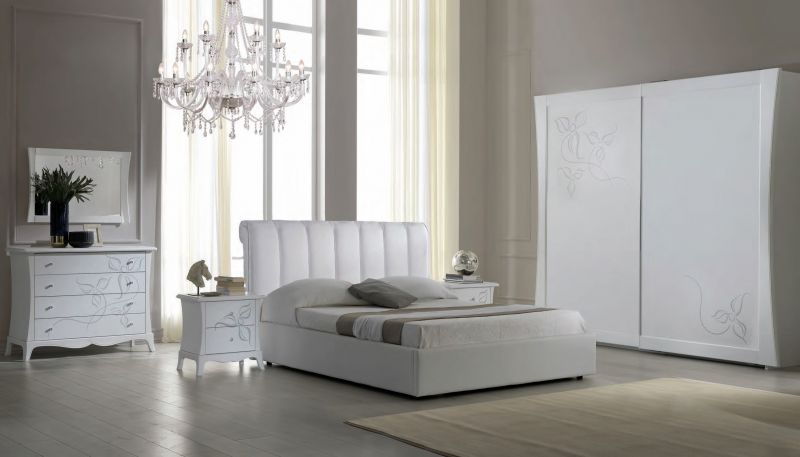 Schlafzimmer Set Jolie in Weiss-Silber 180x200 komplett