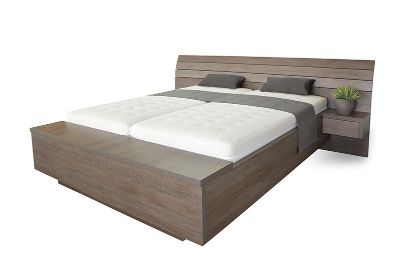 Schwebendes Doppelbett Rielle 140x200 Eiche Braun