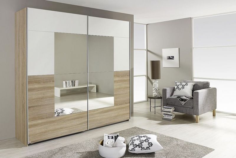 Schwebetrenschrank CRATO Breite 218 cm Eiche Sonoma - alpinweiss