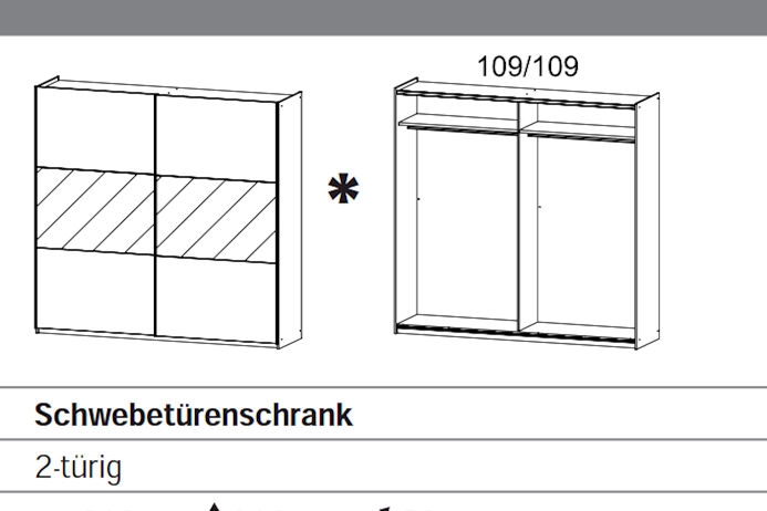 Schwebetrenschrank LORIGA Breite 218 cm Eiche Sanremo hell - schwarz