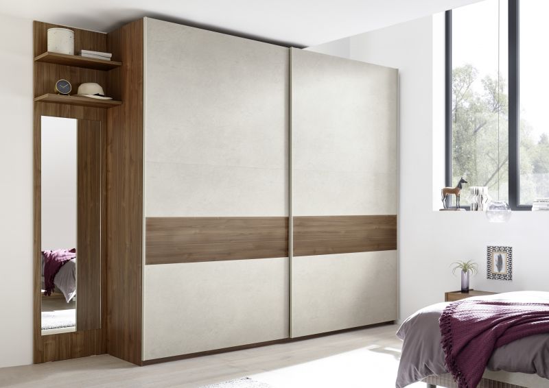 Schwebetrenschrank Nuss dunkel Natur Luana Alpaca 275x218 unter Hauptkategorie Mlux > Schlafen > Schlafzimmer > Schwebetrenschrank