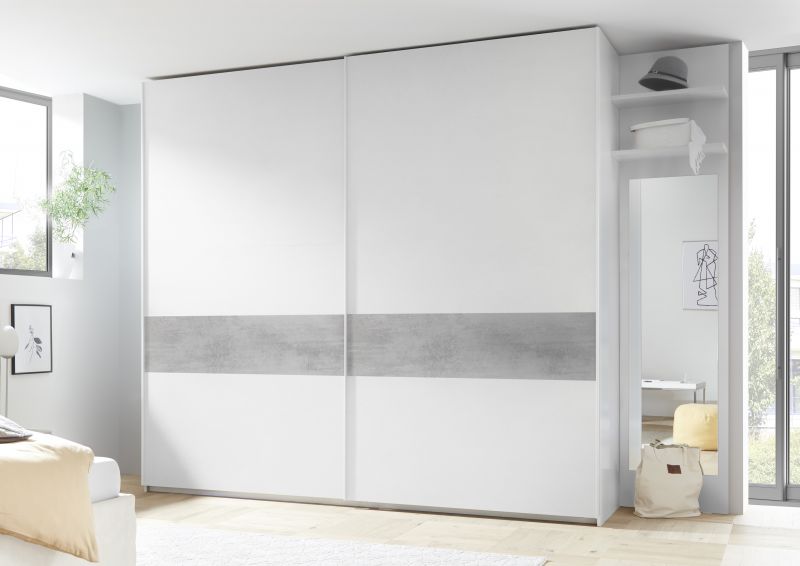 Schwebetrenschrank Weiss Beton Luana Alpaca 275x248