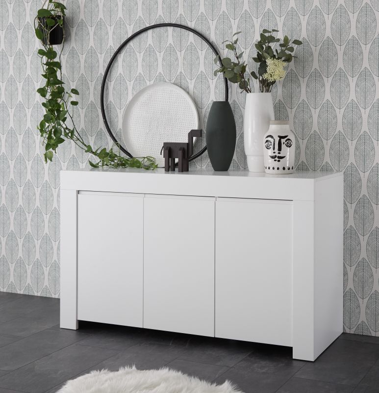 Sideboard in Weiss matt Lack Fire 3-trig